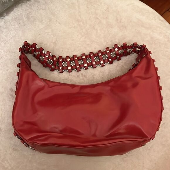 VTG *ROCKSTUD* Wide Vegan Patent Style Strap Handbag ROCKER 90’s Y2K 80’s - Picture 9 of 16